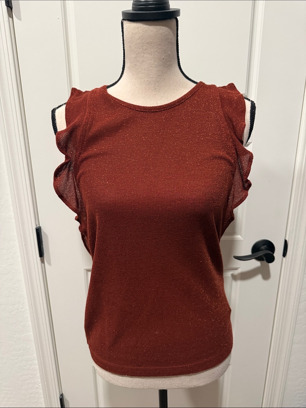 Madewell Rust Metallic Ruffle Tank Top